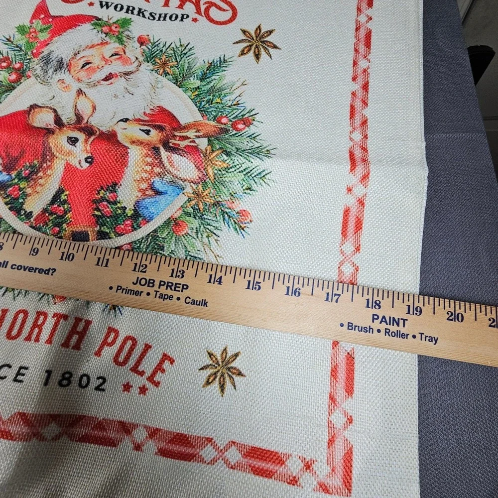 Santa's Workshop burlap Pillow Covers (2) The North Pole Christmas Holiday Decor